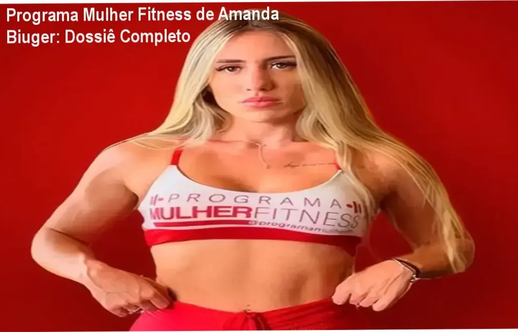Interface do aplicativo e bastidores do Programa Mulher Fitness de Amanda Biuger