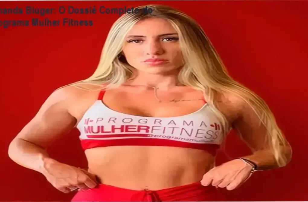 Interface do aplicativo e bastidores do Programa Mulher Fitness de Amanda Biuger mostrando treinos e planos alimentares