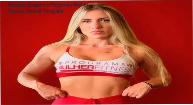 Programa Mulher Fitness de Amanda Biuger mostrando interface do aplicativo e bastidores do treinamento