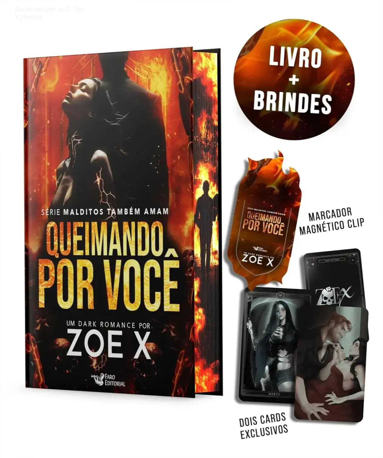 Queimando por você - Zoe X | Análise 2 https://cursoss.com.br/as-horas-faceis-virginie-grimaldi-resenha-analise/ Capa do livro Queimando por você de Zoe X, edição física premium com brindes da série Malditos também amam
