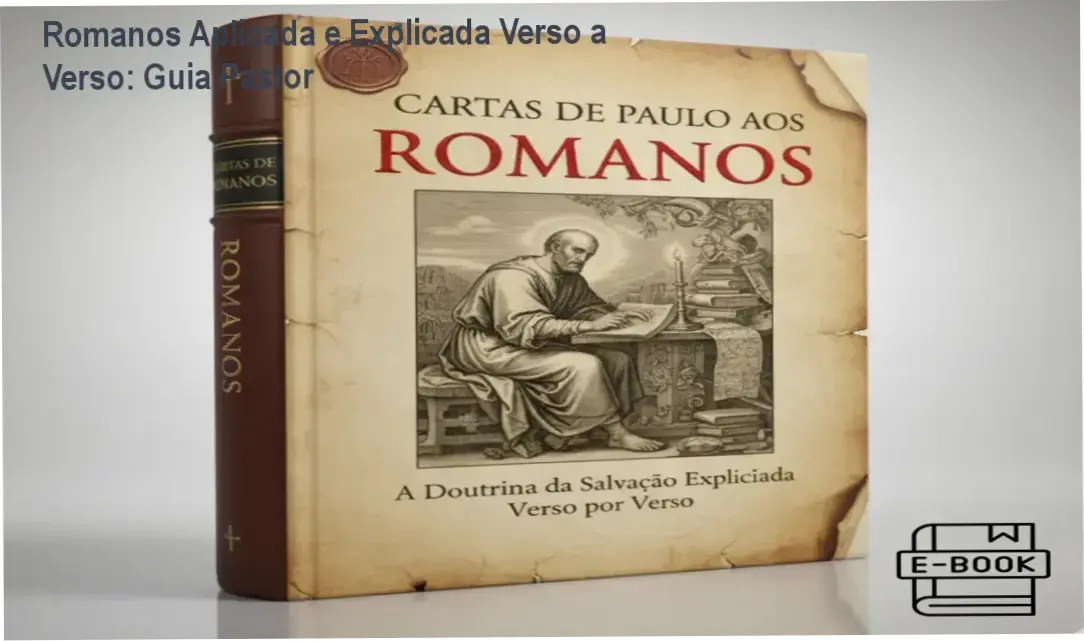 Capa do e-book Romanos Aplicada e Explicada Verso a Verso da Bíblia Academy, material para pastores e líderes.