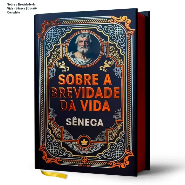 Edição de luxo em capa dura do livro Sobre a Brevidade da Vida de Sêneca com acabamento premium