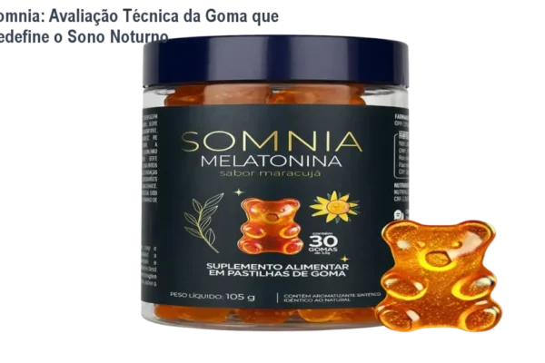 Gomas Somnia em formato maracujá saboroso sendo consumidas antes de dormir, mostrando textura mastigável e embalagem discreta