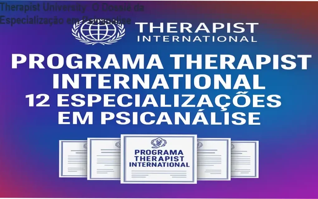 Interface da plataforma Therapist University exibindo os módulos da especialização em psicanálise