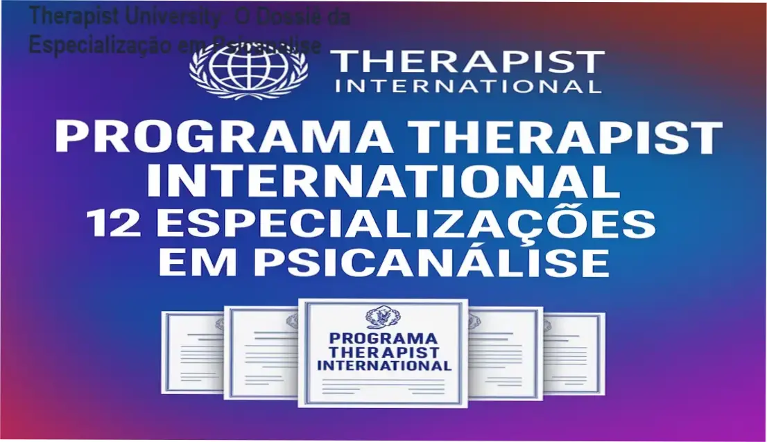 Interface da plataforma Therapist University exibindo os módulos da especialização em psicanálise