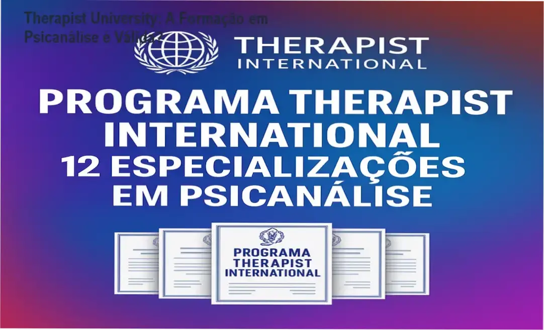 Interface do portal de estudos da Therapist University exibindo módulos de psicanálise e certificações