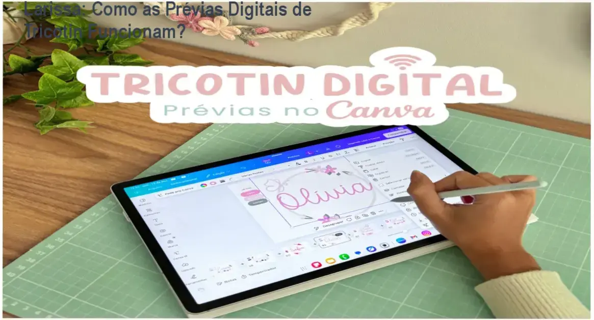 Interface do curso Tricotin Digital da Larissa mostrando modelos digitais no Canva