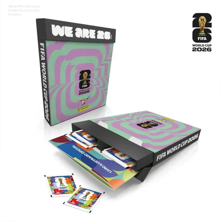 Box Fliptop do Álbum da Copa do Mundo FIFA 2026 Panini com envelopes de figurinhas