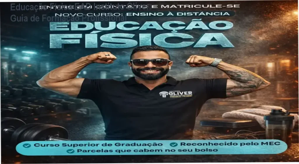 Estudante utilizando plataforma de ensino do Bacharelado em Educação Física EAD do Instituto Óliver