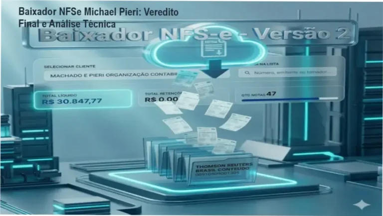 Interface do software Baixador NFSe de Michael Pieri automatizando a extração de notas fiscais