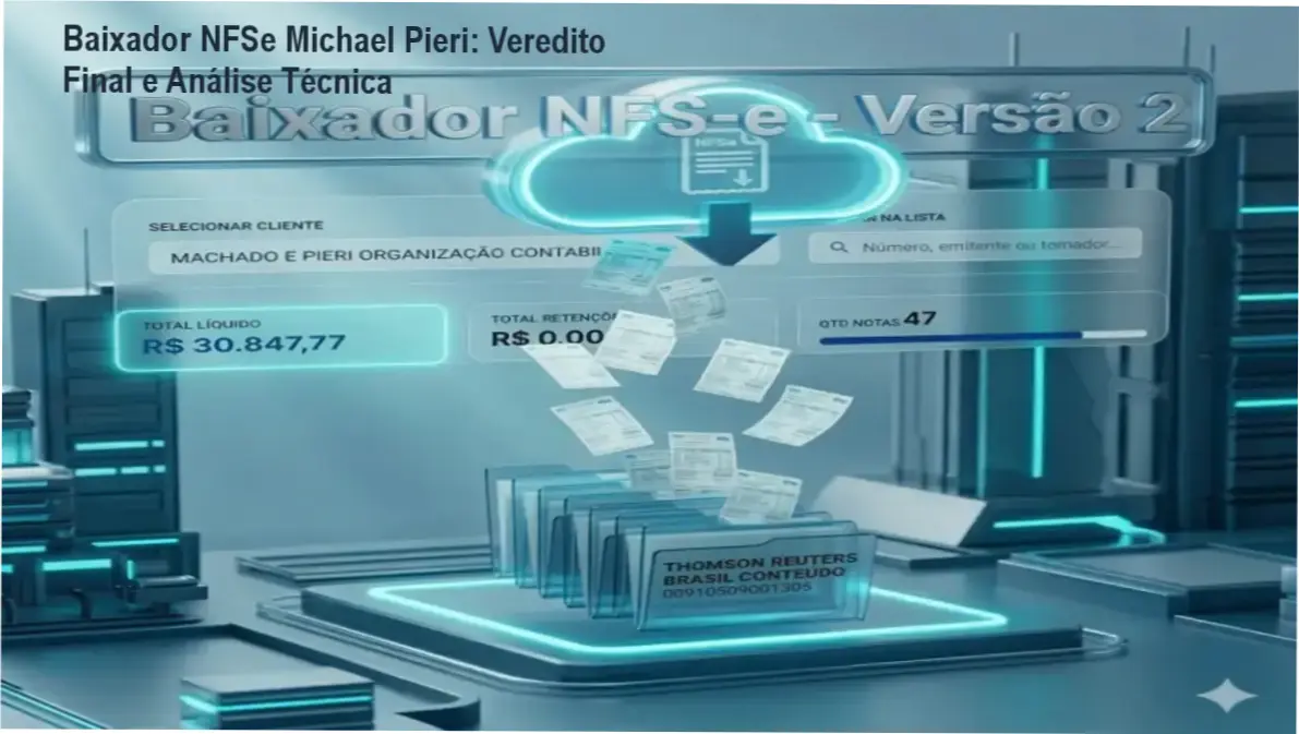Interface do software Baixador NFSe de Michael Pieri automatizando a extração de notas fiscais