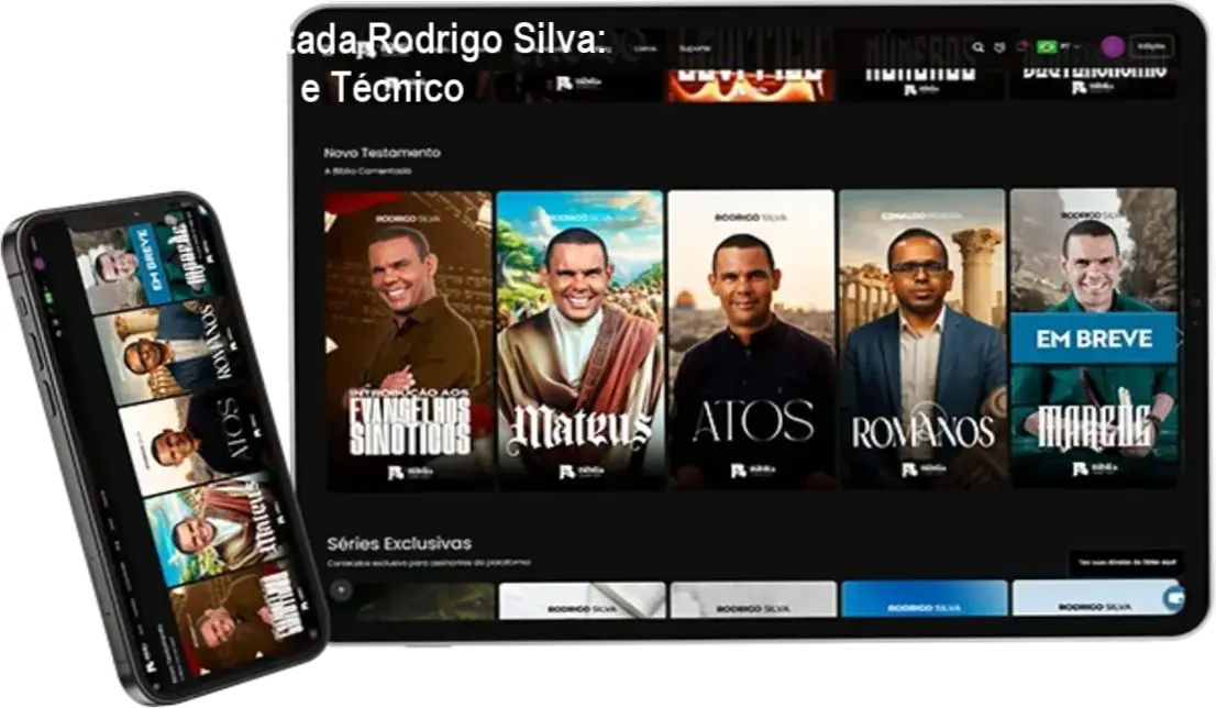 Interface do App da Bíblia Comentada de Rodrigo Silva com ferramentas de IA e estudos arqueológicos