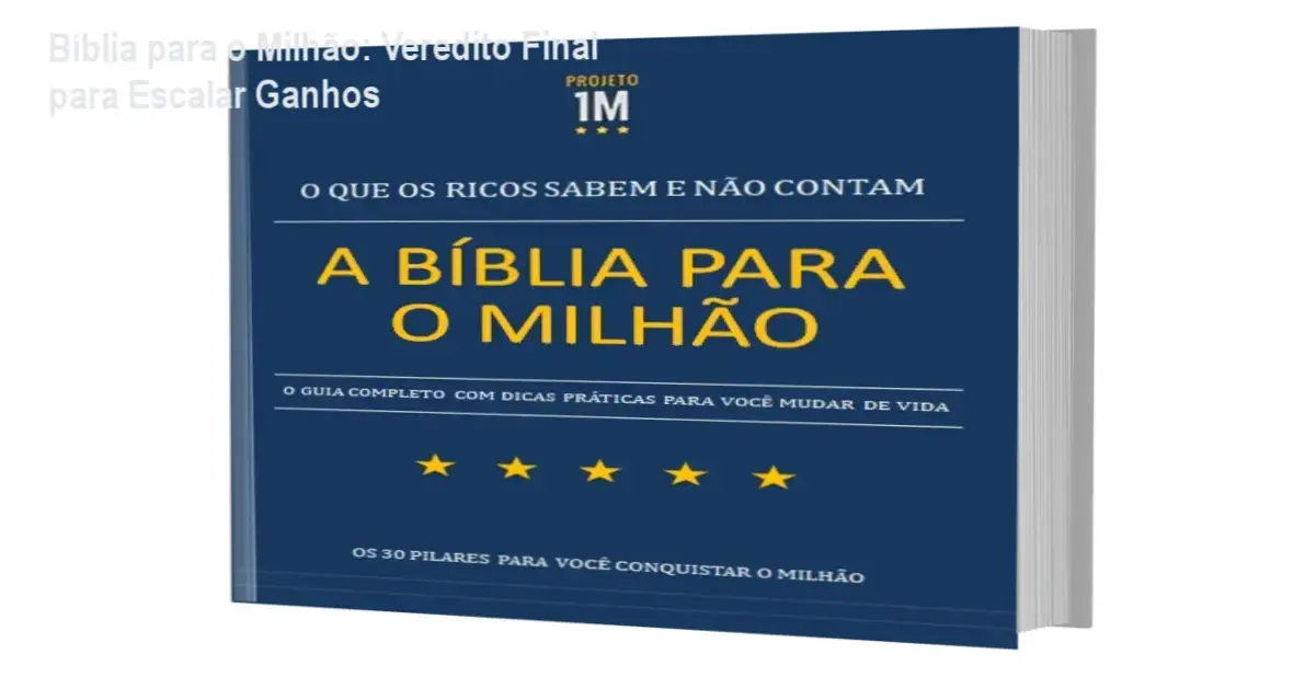Representação do e-book A Bíblia para o Milhão com elementos de sucesso e mentalidade financeira
