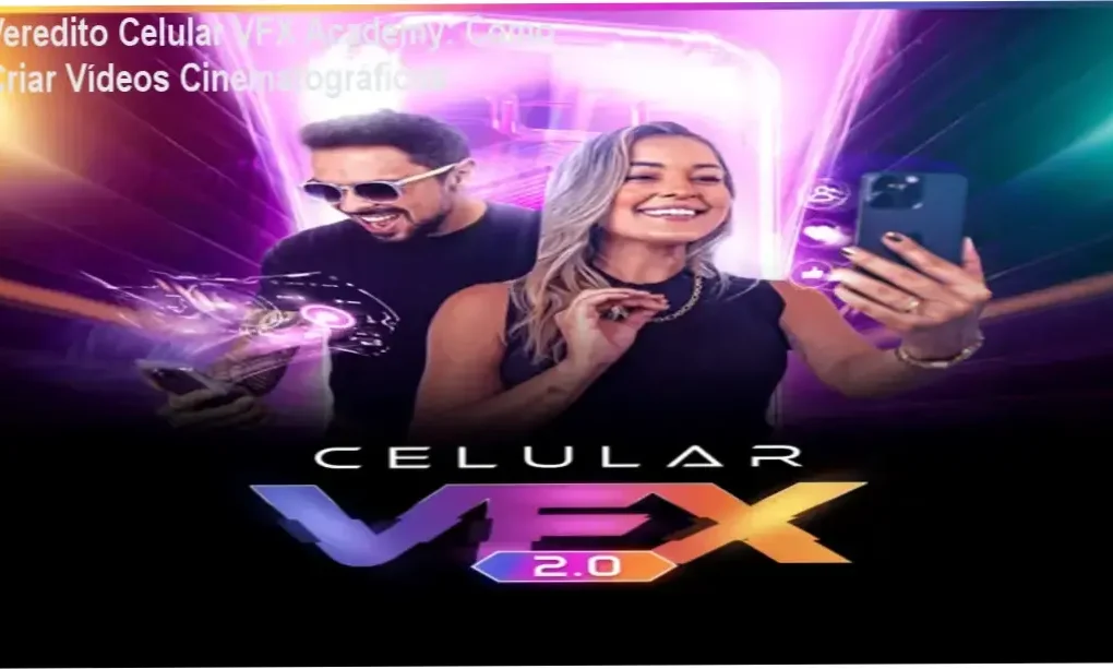Smartphone exibindo a edição de um vídeo com efeitos visuais cinematográficos do curso Celular VFX Academy