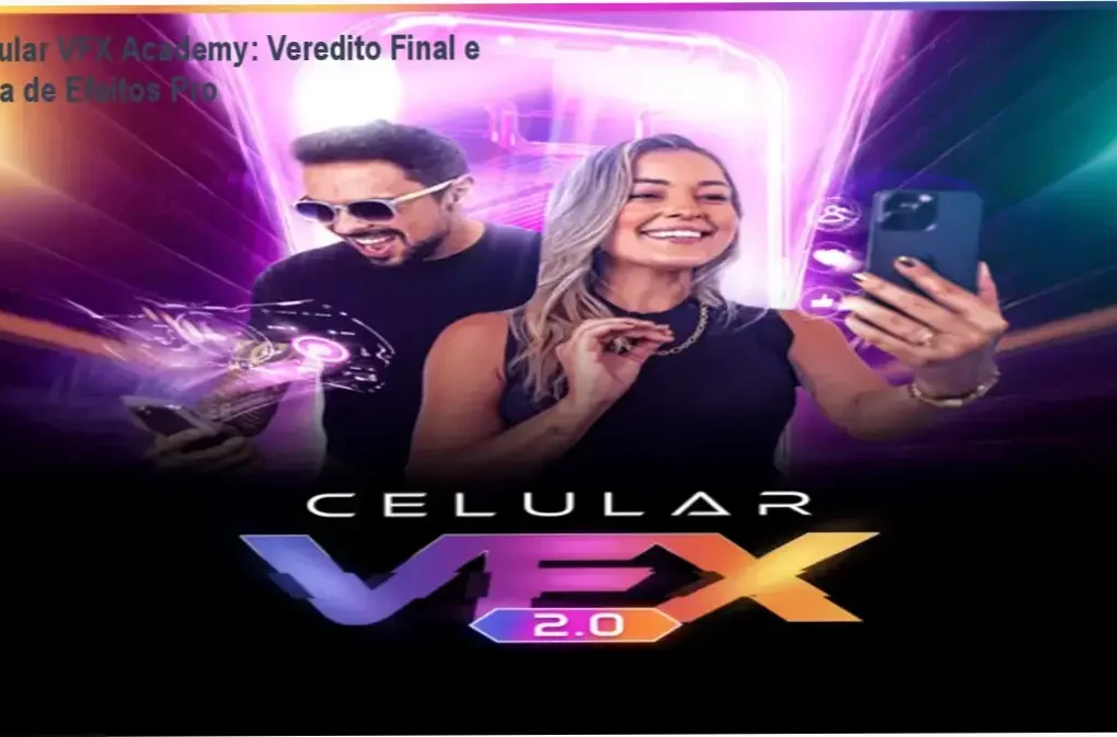 Smartphone exibindo edição de vídeo com efeitos visuais do curso Celular VFX Academy