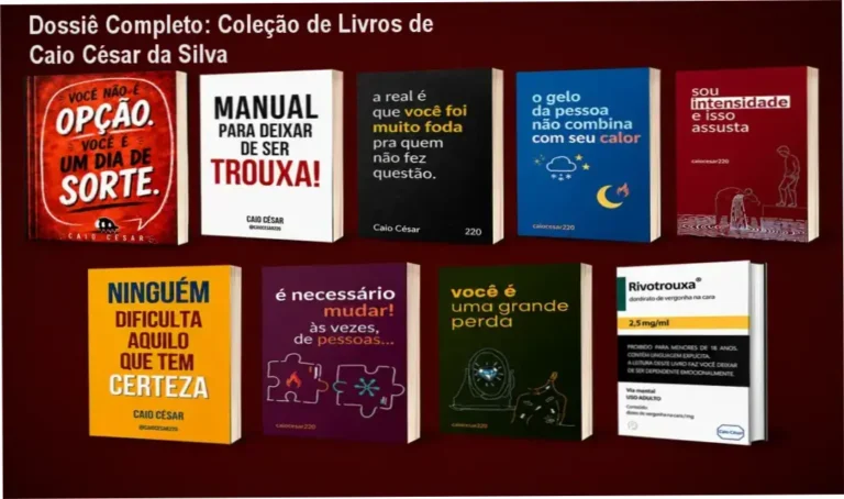 Mockup digital da coleção de 9 livros de Caio César da Silva sobre amor próprio e superação emocional
