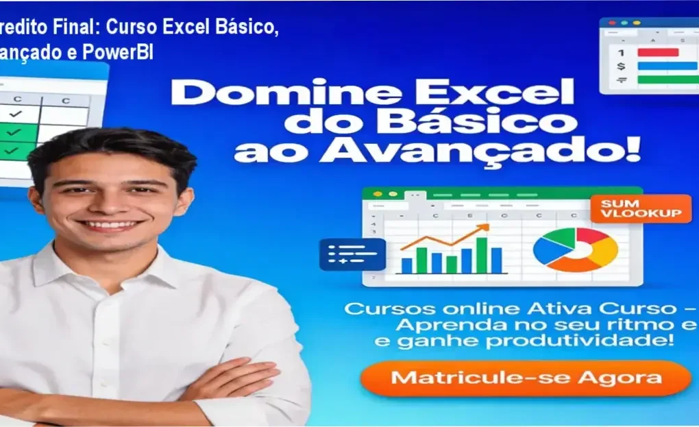 Curso Excel Básico & Avançado + PowerBI da Ativa Curso: visão interna da plataforma de aulas