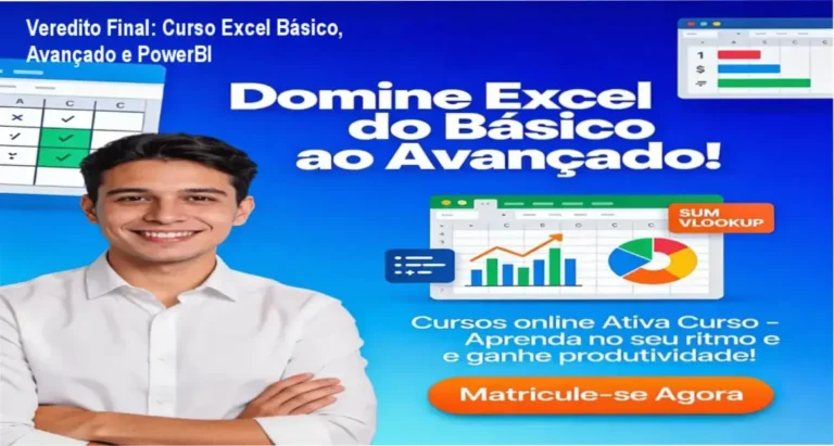 Curso Excel Básico & Avançado + PowerBI da Ativa Curso: visão interna da plataforma de aulas