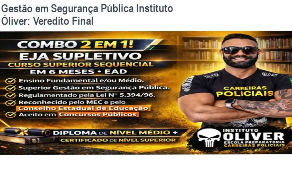 Certificado do curso de Gestão em Segurança Pública e Privada do Instituto Óliver ao lado de livros de direito