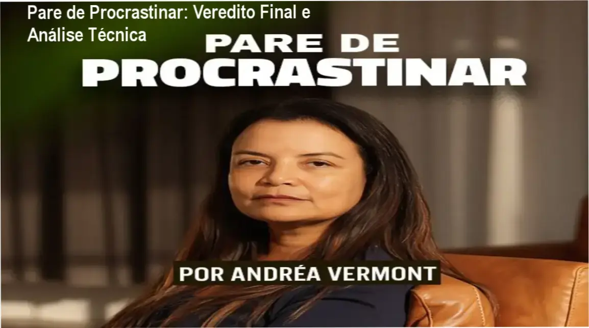 Capa do Ebook Pare de Procrastinar da Dra. Andréa Vermont com elementos de produtividade