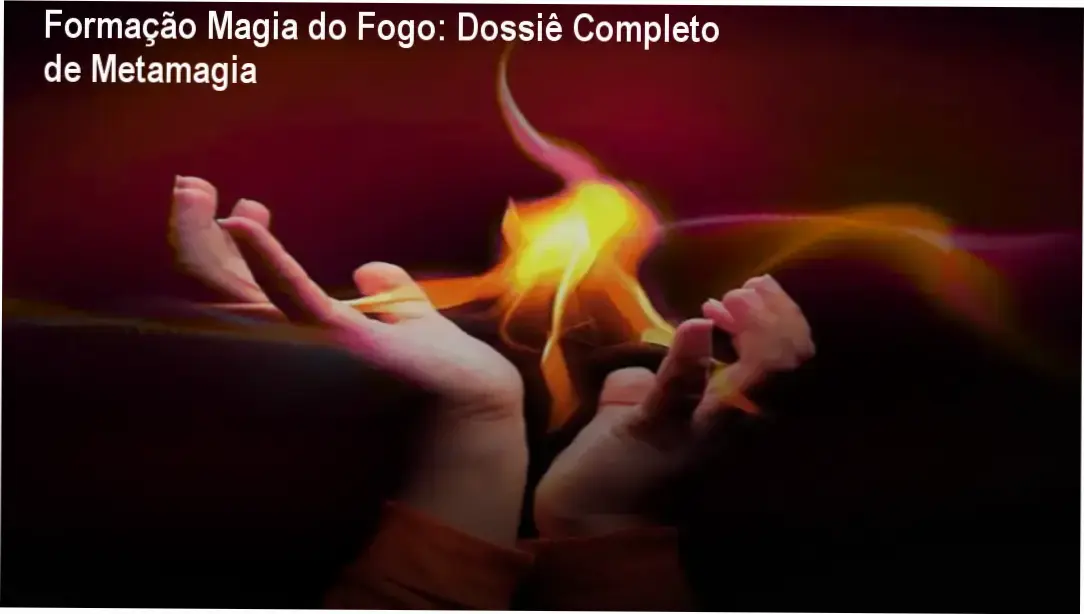 Representação simbólica das Sete Chamas Sagradas e elementos de Metamagia do curso Formação Magia do Fogo