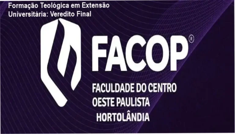 Certificado da Formação Teológica em Extensão Universitária do Instituto Metanoia e FACOP