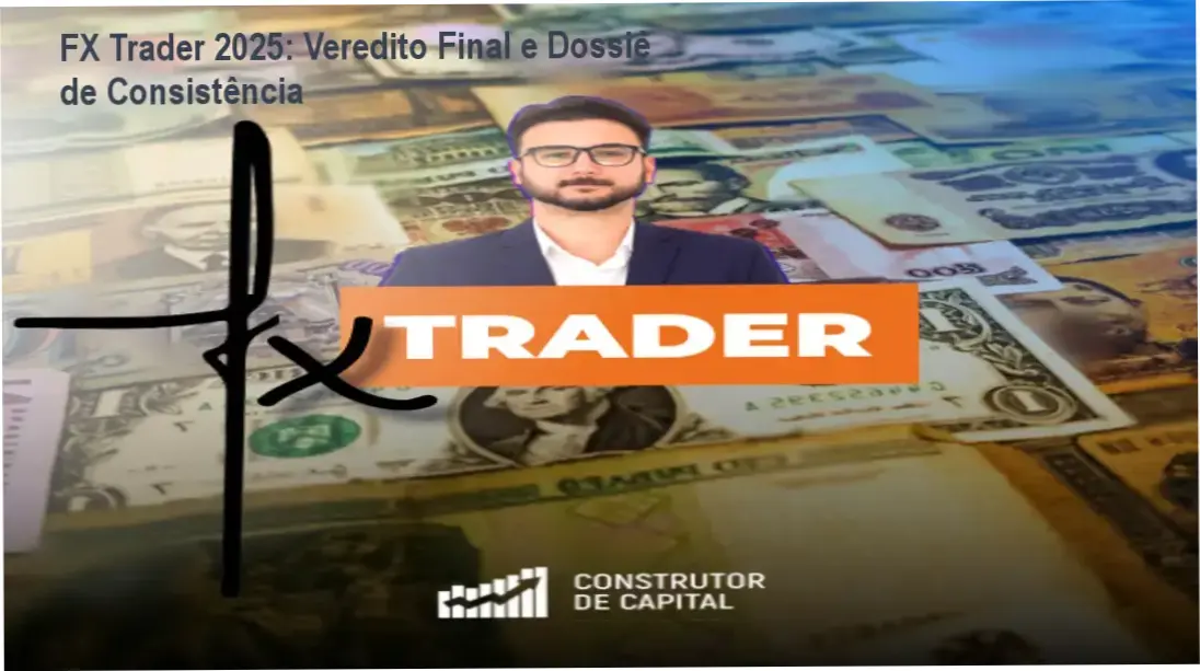 Interface do curso FX Trader 2025 com foco em análise macroeconômica e fluxo de ordens