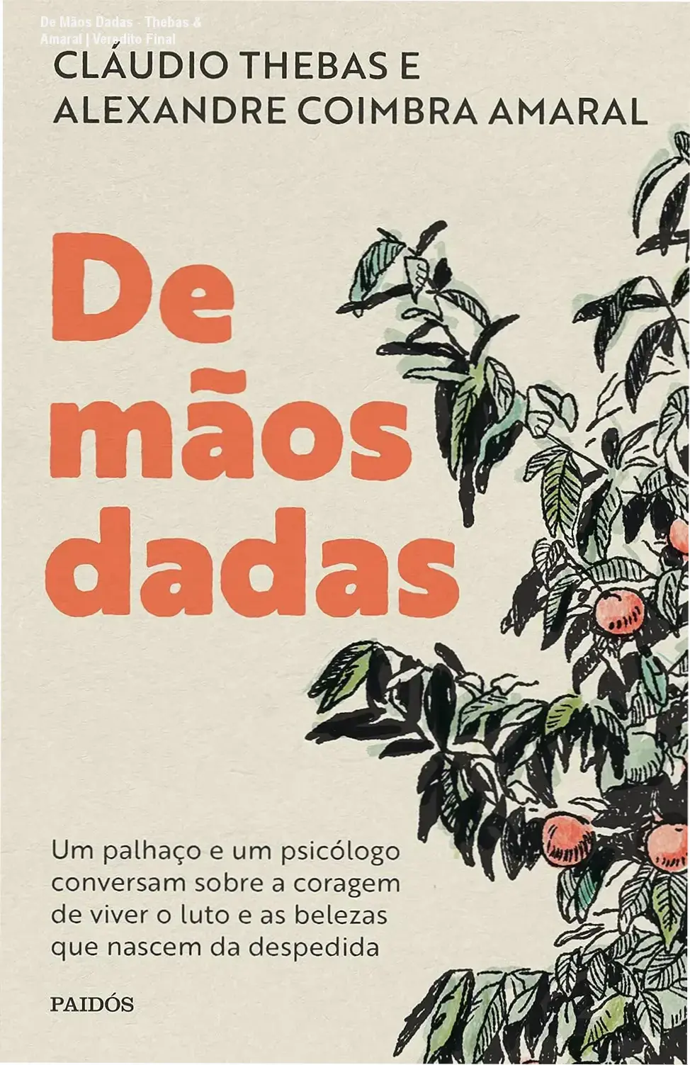 Capa do livro De Mãos Dadas abordando a coragem de viver o luto