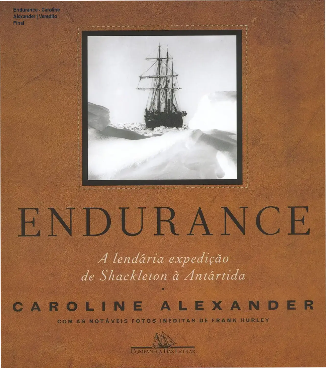 Capa do livro Endurance de Caroline Alexander sobre a lendária expedição de Shackleton
