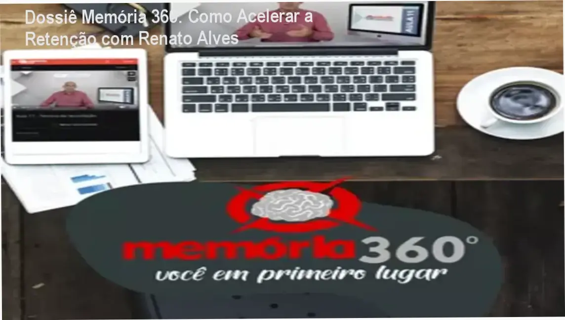 Representação visual do Método Memória 360 de Renato Alves focada em retenção de conteúdo e leitura dinâmica