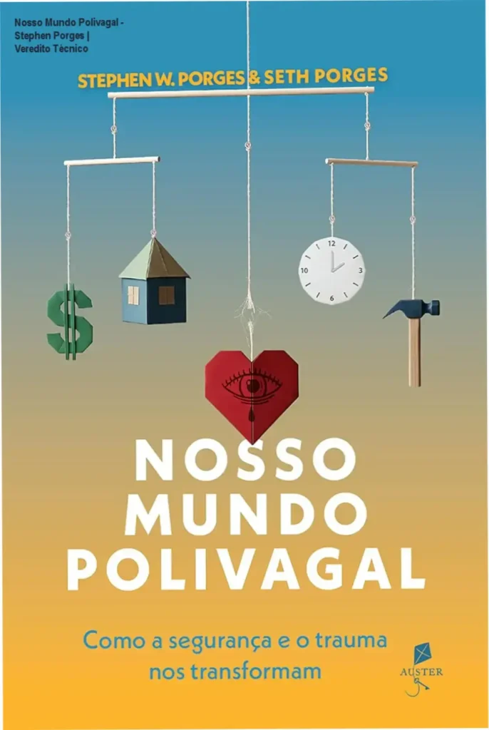 Capa do livro Nosso Mundo Polivagal de Stephen Porges exibida em um leitor digital Kindle