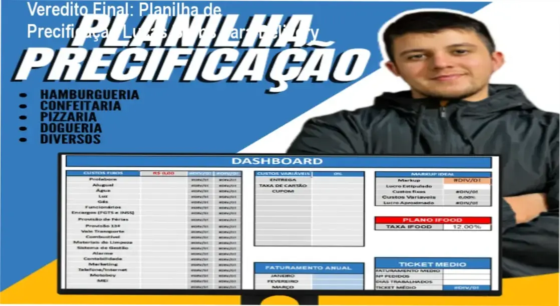 Planilha de Precificação Lucas Borbs: visão interna do sistema de cálculo de custos e taxas