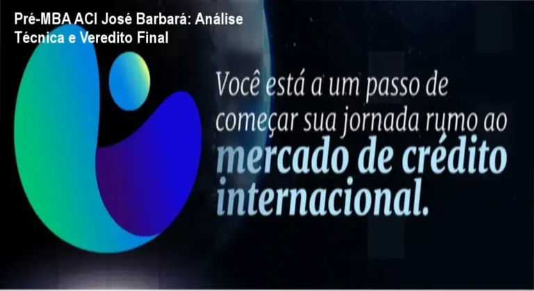 Interface do curso Pré-MBA ACI de José Barbará focado em crédito internacional