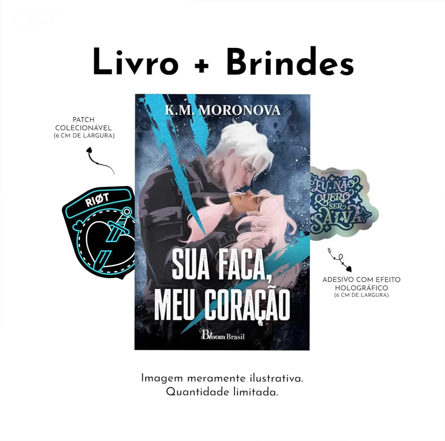 Capa do livro Sua Faca, Meu Coração de K. M. Moronova, representando o gênero dark romance militar
