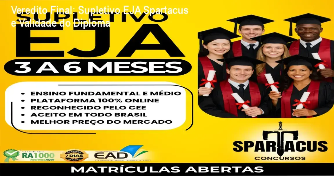 Representação de certificação escolar digital do Supletivo EJA Spartacus