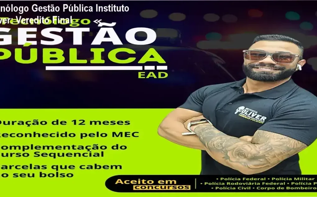 Certificado de Tecnólogo em Gestão Pública do Instituto Óliver para concursos públicos
