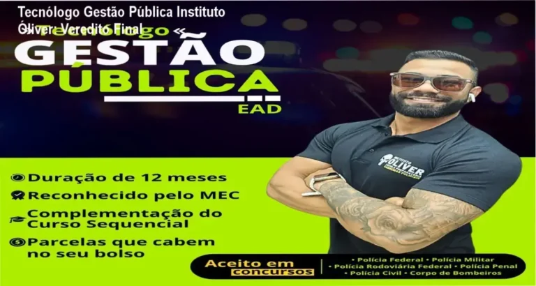 Certificado de Tecnólogo em Gestão Pública do Instituto Óliver para concursos públicos