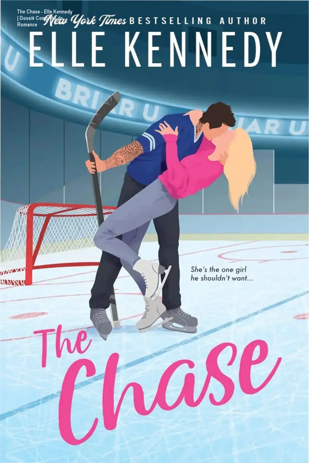 Capa do ebook The Chase de Elle Kennedy, romance college hockey