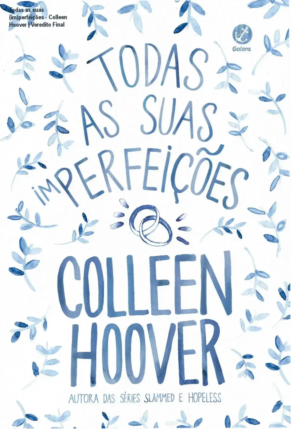 Capa do livro Todas as suas (im)perfeições de Colleen Hoover