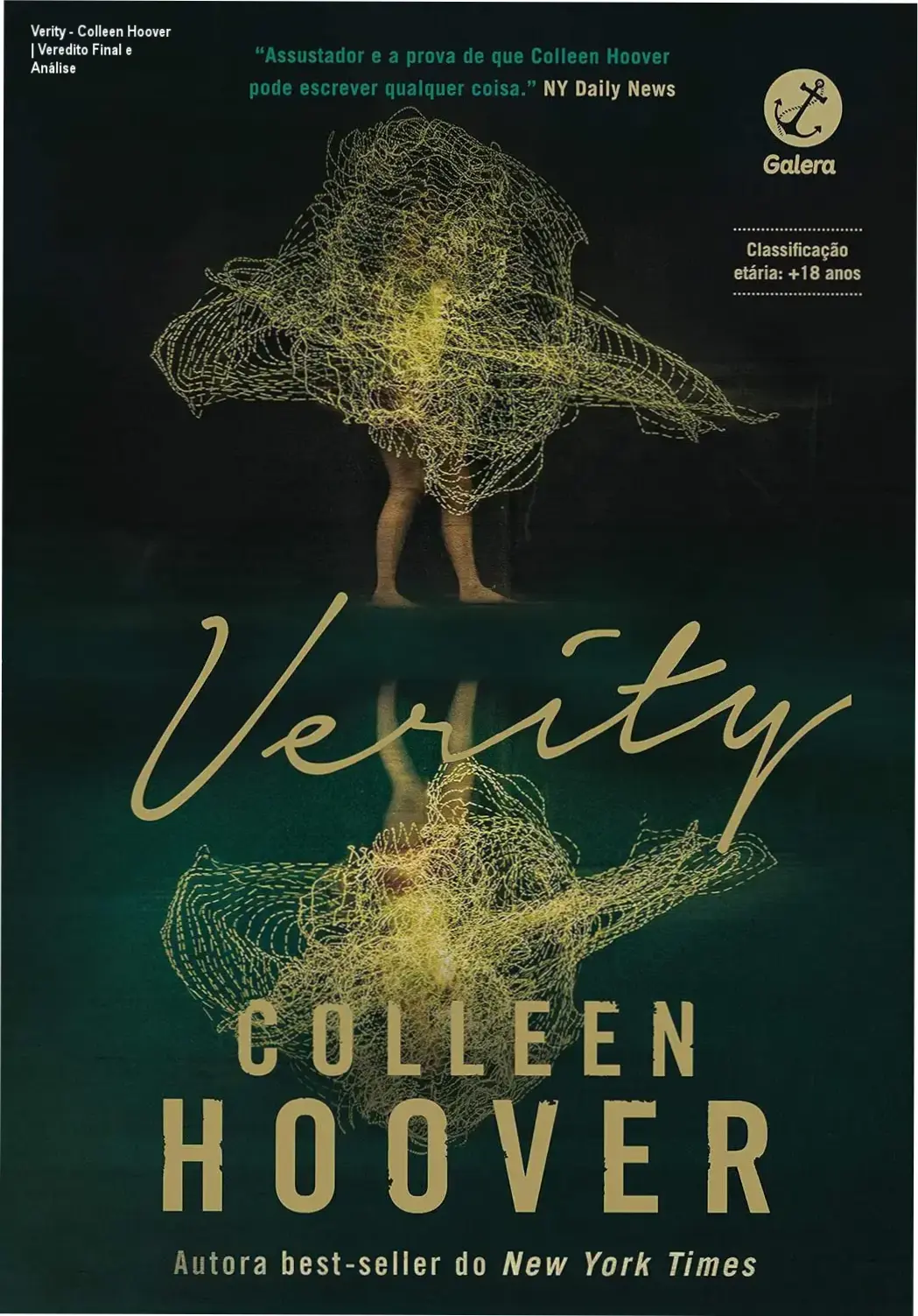 Capa do eBook Verity de Colleen Hoover exibida em um dispositivo Kindle