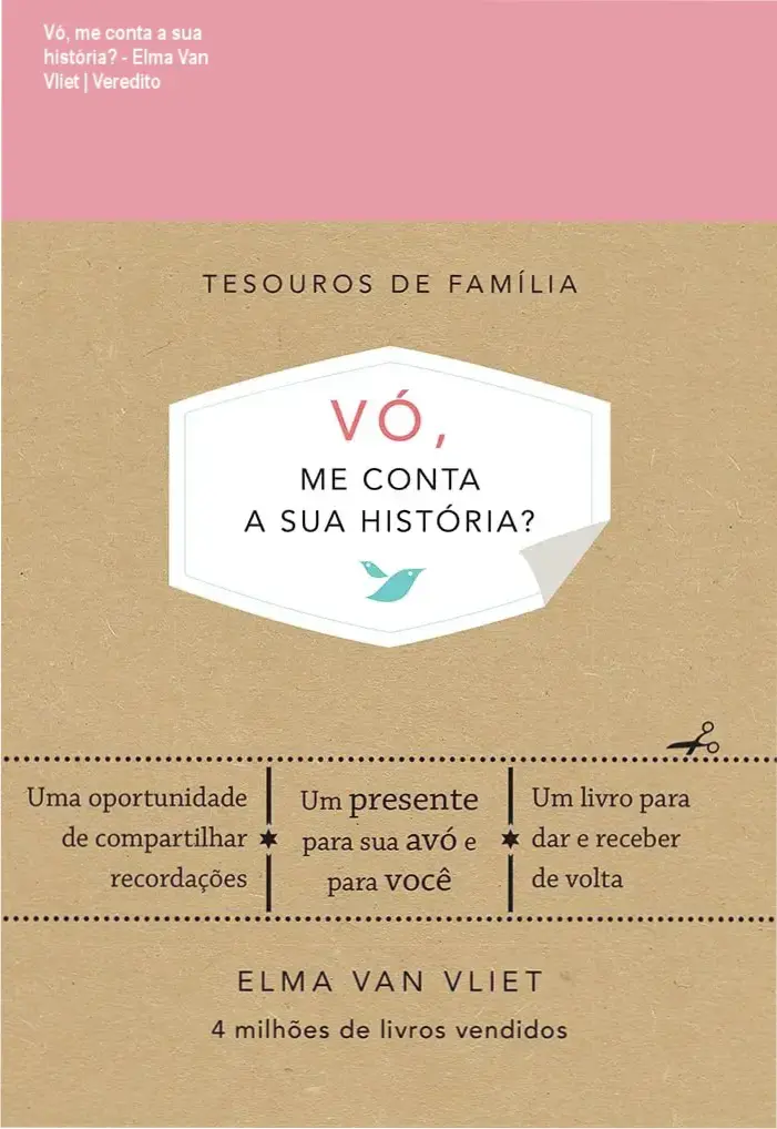 Livro Vó, me conta a sua história? aberto com espaço para recordações familiares