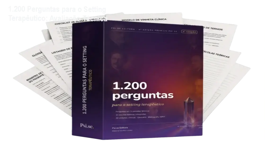 Manual 1.200 Perguntas para o Setting Terapêutico detalhando a estrutura de intervenções clínicas para psicólogos