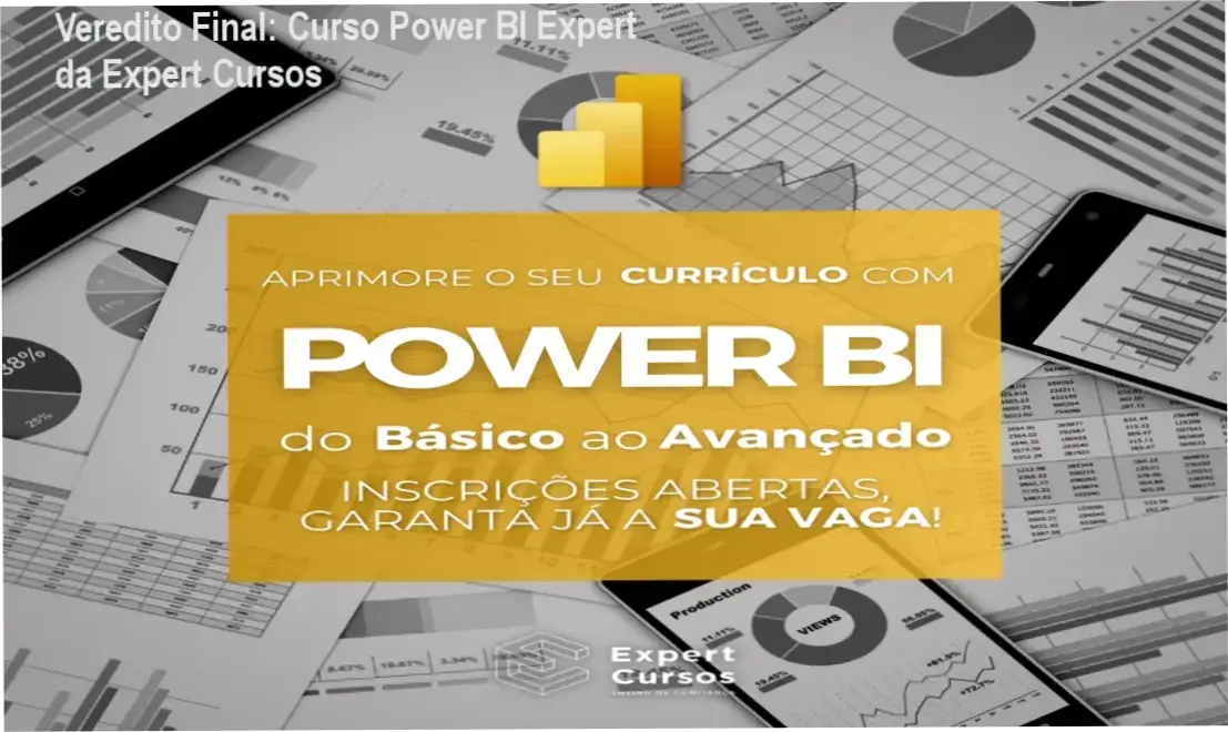 Interface do Curso Power BI Expert apresentando a criação de dashboards profissionais de análise de dados
