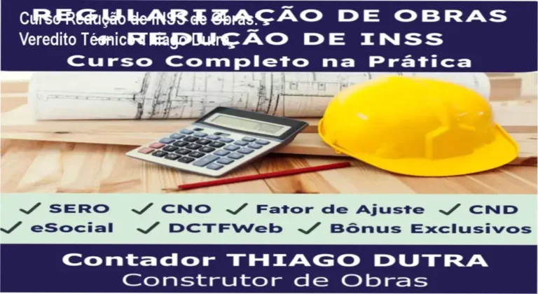 Interface do treinamento de Redução de INSS de Obras com foco em SERO e Fator de Ajuste