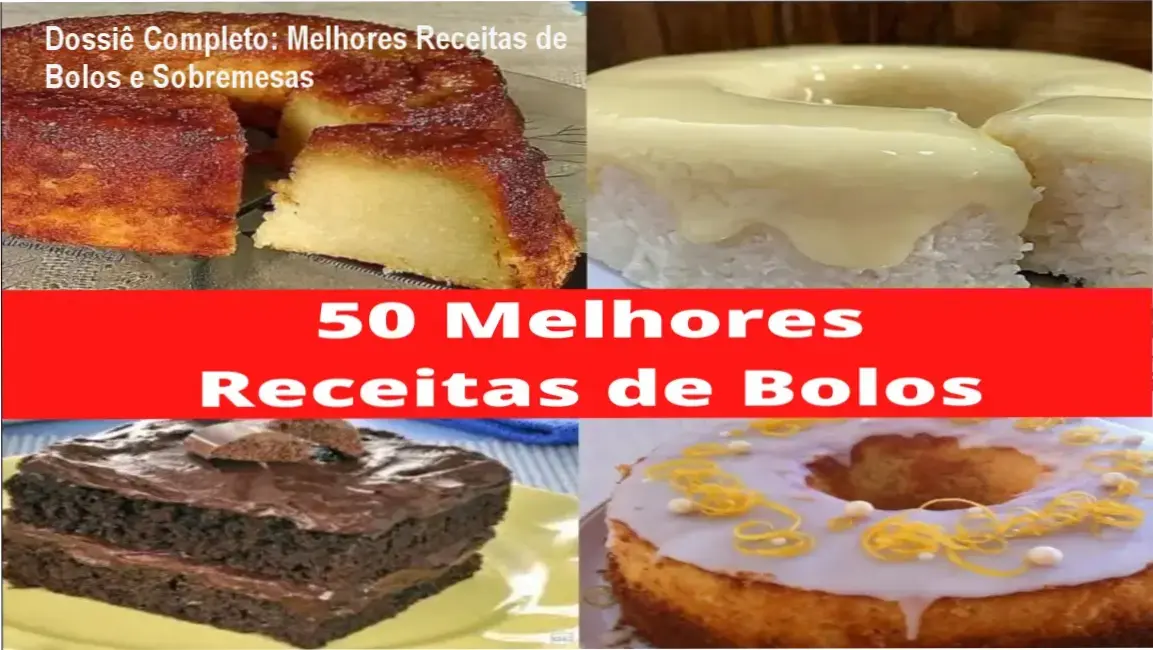 Variedade de bolos caseiros e gourmet do guia Melhores Receitas de Bolos