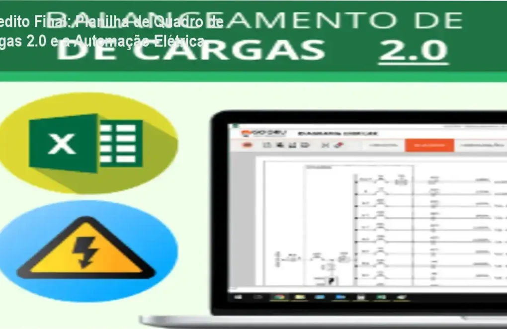 Interface da Planilha de Quadro de Cargas 2.0 automatizando cálculos elétricos no Excel