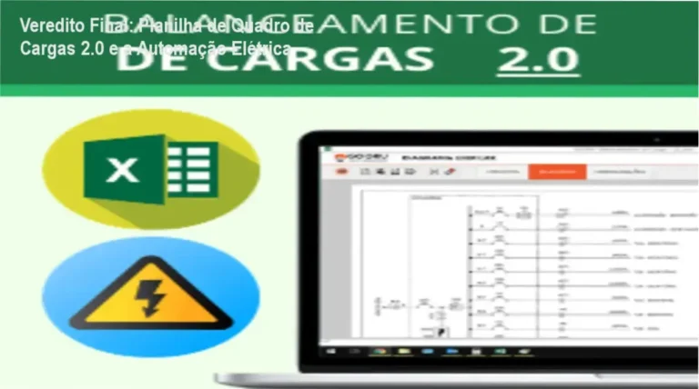 Interface da Planilha de Quadro de Cargas 2.0 automatizando cálculos elétricos no Excel