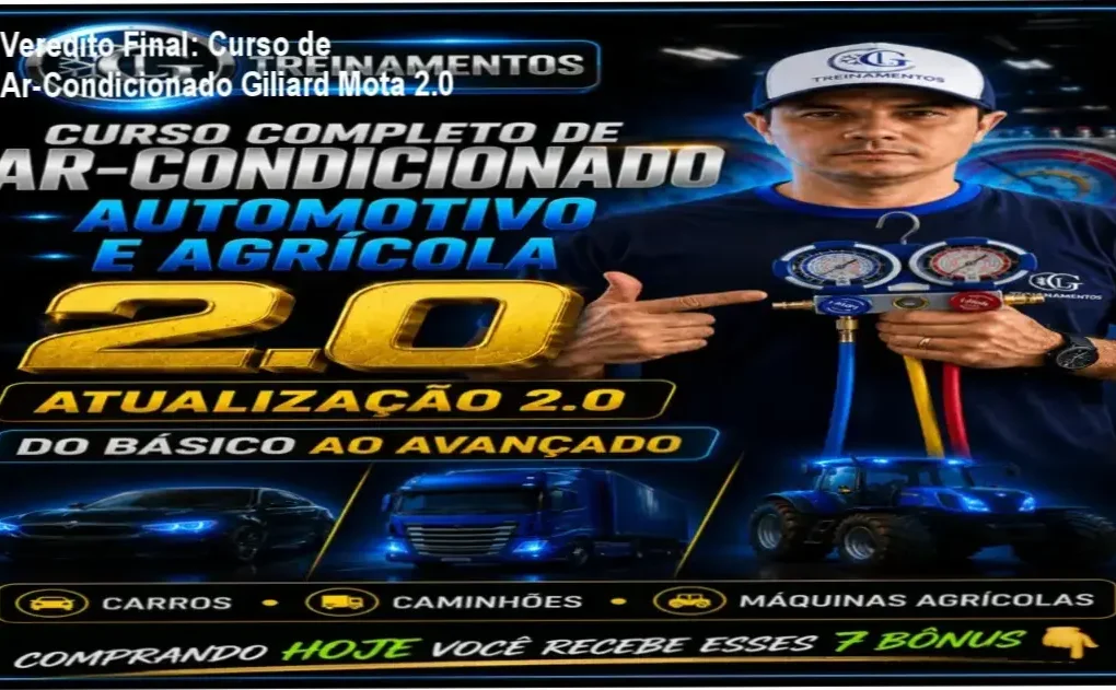 Profissional aplicando técnicas de refrigeração automotiva do curso Giliard Mota